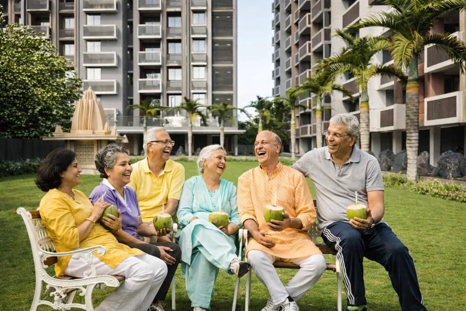 Senior citizen sit-out area and relaxation garden at Snehal Exotica