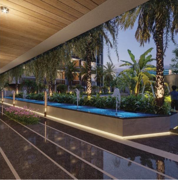 Luxury decorative fountain and landscaping at Snehal Exotica Ahmedabad